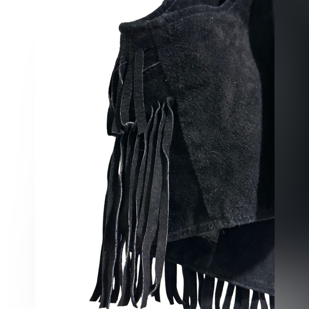 TWENTYONE Vintage Fringe Suede Leather Vest BoHo hippie unisex medium 16 1/2 pit - Picture 5 of 11
